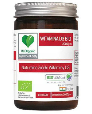 BeOrganic Witamina D3 BIO 2000 j.m., 60 tabletek, cena, opinie, dawkowanie
