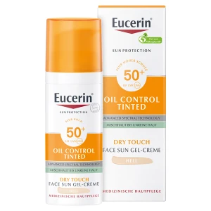 Eucerin Sun Protection Oil Control Dry Touch, Żel-krem ochronny light barwiący SPF 50+, 50 ml