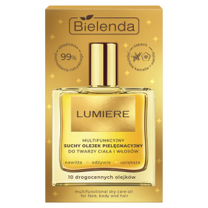 Bielenda Lumiere, multifunkcyjny suchy olejek pielęgnacyjny do twarzy, ciała i włosów, 50 ml