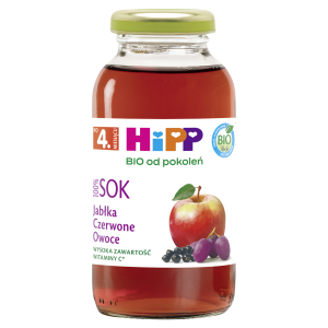 HiPP BIO od pokoleń, Sok Jabłka - Czerwone Owoce, po 4. m-cu, 200 ml