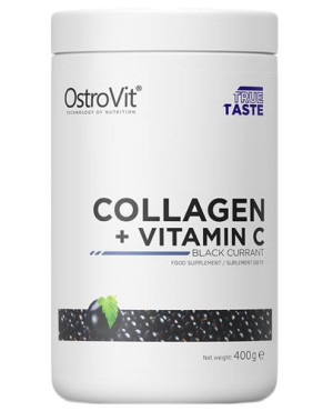 OstroVit Collagen + Vitamin C Black Currant Odżywka o smaku czarnej porzeczki, 400 g