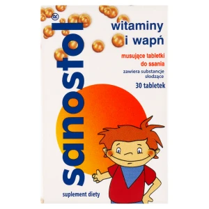 Sanostol witaminy i wapń, tabletki musujące do ssania, 30 sztuk