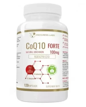 Progress Labs CoQ10 Forte 100 mg (koenzym Q10) + L-leucyna + Prebiotyk 120 kapsułek