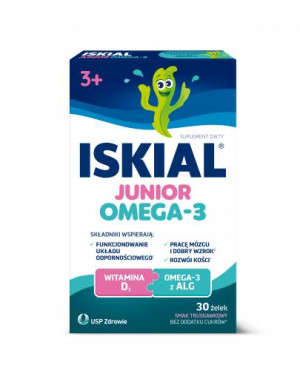 Iskial Junior Omega-3 smak truskawkowy, żelki, 30 sztuk
