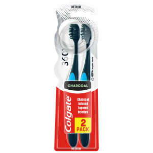 Colgate 360° Charcoal Medium Szczoteczka do zębów, 2 sztuki