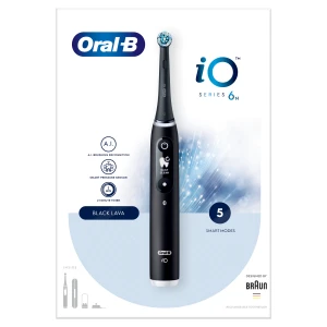 Oral-B iO Series 6 Black Lava Szczoteczka elektryczna z technologią magnetyczną iO, 1 sztuka
