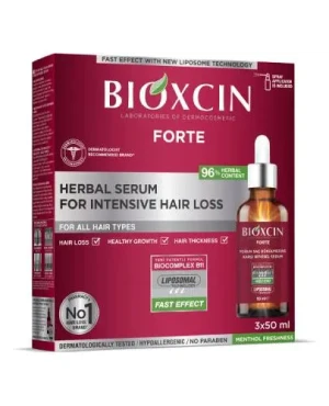 Bioxcin Forte, Serum ziołowe przeciw intensywnemu wypadaniu włosów, 3 x 50 ml