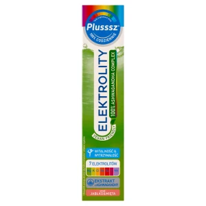Plusssz Elektrolity 100% Ashwagandha Complex, tabletki musujące, smak jabłko-mięta, 24 sztuk