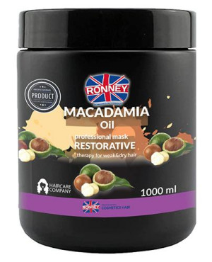 Ronney Professional Mask Macadamia Oil Restorative Therapy Maska wzmacniająca do włosów suchych i łamliwych, 1000 ml