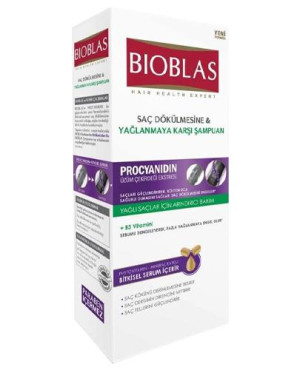 Bioblas Szampon ziołowy na wypadanie włosów dla włosów przetłuszczających procyjanidyna, 360 ml