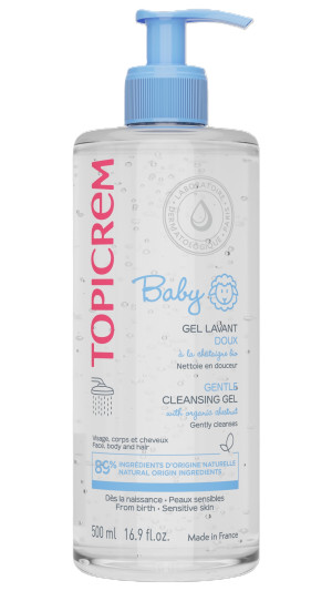 Topicrem, Baby Gentle Cleansing Gel, delikatny żel do mycia ciała i włosów, 500 ml
