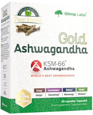 Olimp, Gold Ashwagandha KSM-66, kapsułki, 60 sztuk