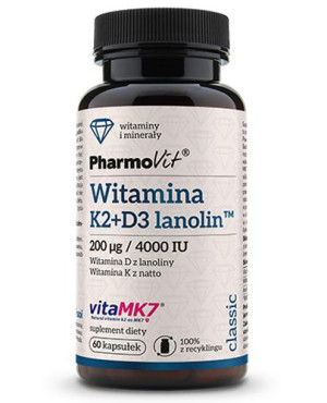 PharmoVit Witamina K2+D3 lanolina - 60 kaps. - cena, opinie, wskazania