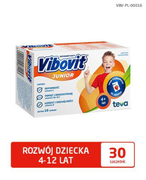 Vibovit Junior, proszek w saszetkach o smaku truskawkowym, 2 g, 30 sztuk