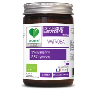 BeOrganic Ostropest Bio + Karczoch Bio, 400 mg, kapsułki, 50 sztuk