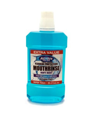 Beauty Formulas, Active Płyn do płukania jamy ustnej soft mint bezalkoholowy z fluorem, 750 ml