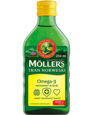 Moller's Tran Norweski o aromacie cytrynowym, płyn, 250 ml