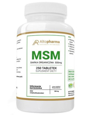 Altopharma MSM Siarka organiczna, 500 mg, tabletki, 250 sztuk