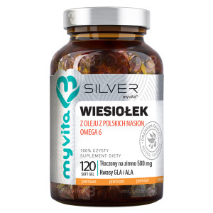 MyVita Silver 100% Olej z wiesiołka 500 mg, 120 kaps., cena, składniki, stosowanie