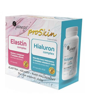 Aliness Proskin Zestaw Elastin complex, 60 kaps. + Hialuron complex, 60 kaps., Dla zdrowej skóry