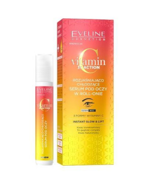 EVELINE Vitamin C 3 x action Rozjaśniająco-chłodzące serum pod oczy w roll-onie, 15 ml