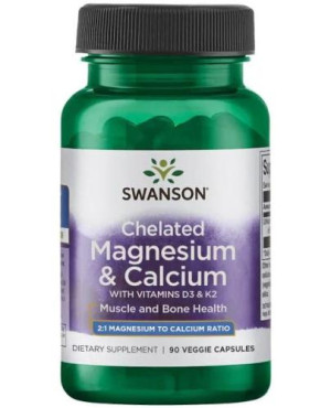 SWANSON Albion chelat magnezu i wapnia z D3 i K2 - 90 kaps.