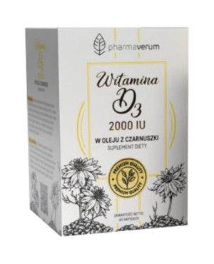 Pharmaverum Witamina D3 2000 IU w oleju z czarnuszki, 60 kaps., cena, opinie, składniki