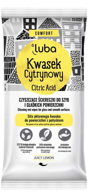 Luba Comfort Kwasek Cytrynowy, Czyszczące Uniwersalne Chusteczki Antybakteryjne, 24 sztuki
