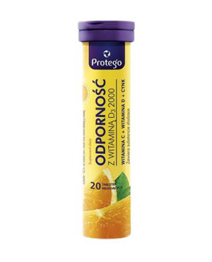 Protego, Odporność z Witaminą D3 2000, tabletki musujące, 20 sztuk