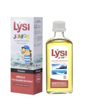 Lysi Junior, Tran Islandzki Omega 3, dla dzieci o smaku mango-limonka, 240 ml