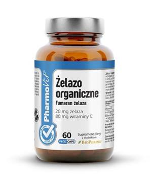 Pharmovit Clean Label Żelazo organiczne - 60 kaps.- cena, opinie, właściwości