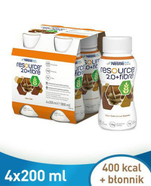 Resource 2.0+Fibre, płyn o smaku kawowym, 4 x 200 ml