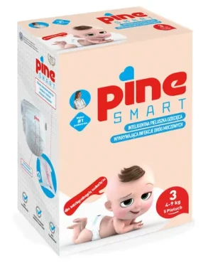 Pine Smart, inteligentne pieluchy dla dzieci, midi 3 (4-9 kg), 5 sztuk