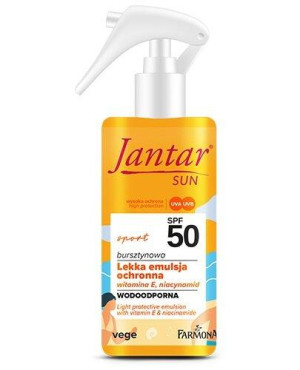 Jantar Sun Sport Lekka emulsja ochronna z witaminą E i niacynamidem SPF 50, 150 ml 