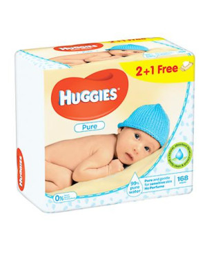 HUGGIES PURE Chusteczki nawilżane, 3x56 sztuk