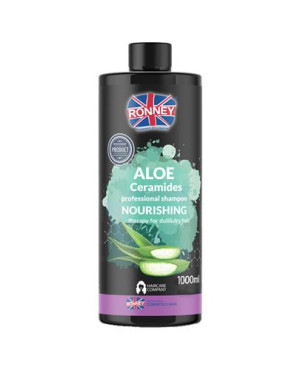 Ronney Professional Shampoo Nourshing Aloe Ceramides Szampon nawilżający do włosów matowych i suchych aloe, 1000 ml