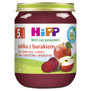 HiPP BIO od pokoleń, Jabłka z burakiem, po 5. m-cu, 125 g, cena, opinie, składniki