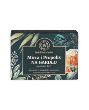 HERBAL MONASTERIUM Mirra i Propolis na gardło bez cukru, 24 pastylki