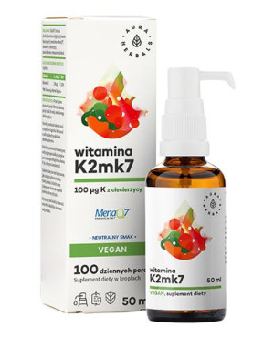 Aura Herbals Witamina K2 100 mcg Vegan Krople, 50 ml, cena, opinie, wskazania