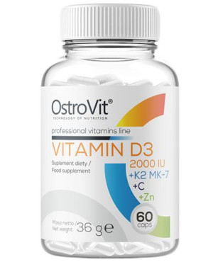 OstroVit Vitamin D3 2000 IU + K2 MK-7 + C + Zn, kapsułki, 60 sztuk