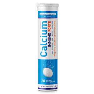 Noris Pharma Calcium Immuno Forte o smaku pomarańczowym bez cukru, tabletki musujące, 20 sztuk