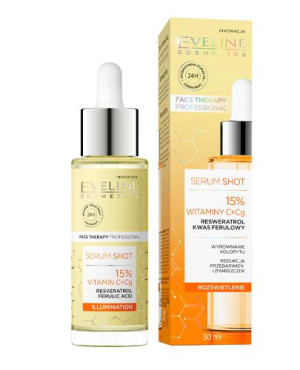 Eveline Cosmetics Serum Shot Kuracja rozświetlająca 15% witaminy C+Cg, 30 ml
