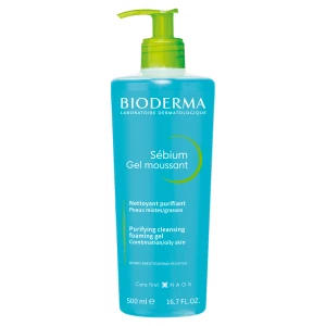 Bioderma Sebium Gel Moussant antybakteryjny żel do mycia twarzy, skóra tłusta, skłonna do trądziku, 500 ml