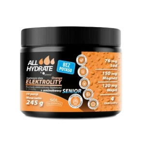 ALLHydrate, Elektrolity Senior Bez potasu Orange 245 g, 50 porcji