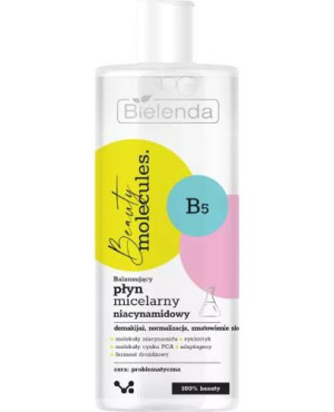 Bielenda Molecules Balansujący, Płyn micelarny niacynamidowy cera problematyczna, 500 ml