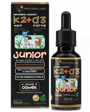 Progress Labs Witamina K2 MK-7 + D3 Forte Junior w kroplach 30 ml
