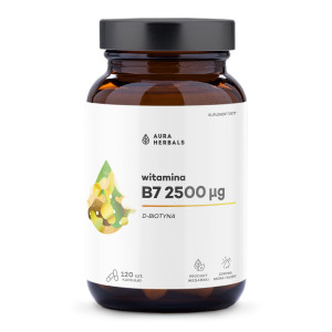 Witamina B7 2500 µg, biotyna, kapsułki, 120 sztuk