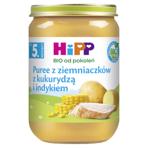 HiPP BIO od pokoleń, Puree z ziemniaczków z kukurydzą i indykiem, po 5. m-cu, 190 g