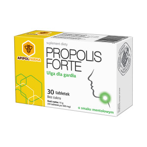 FARMINA Propolis Forte o smaku mentolowym - 30 tabl. - suchość, drapanie w gardle - cena, opinie, właściwości