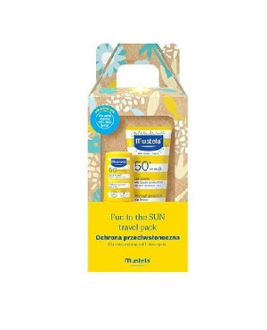Mustela Fun In The Sun Travel Pack Zestaw Mleczko SPF 50+, 40 ml + Sztyft SPF 50+, 9 ml